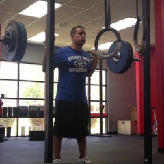 8/26- behind the neck jerk, moderate single. 205 lbs