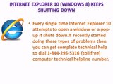 My internet explorer keeps shutting down and restarting | 1-844-295-5316 | Toll Free