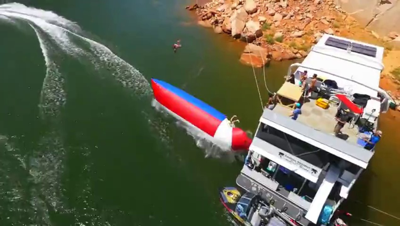 Human Water Catapult - 55 Foot Launch! In 4k