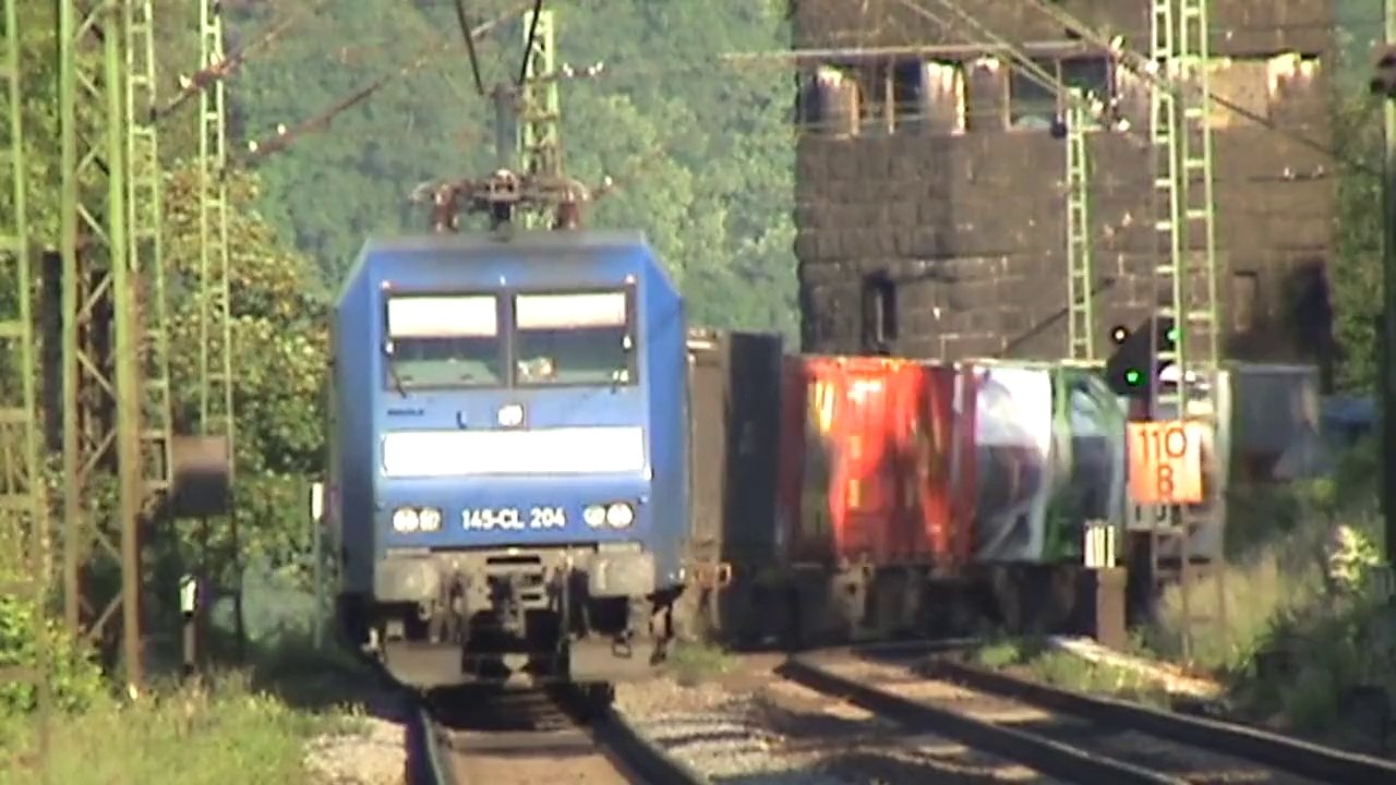 Rechte Rheinstrecke bei Erpel, CFL 185, Alpha Trains - Crossrail 145, TX-Logistik - MRCE Dispolok 189, Alpha Trains - Crossrail 185. DB185, 143, 2x 425