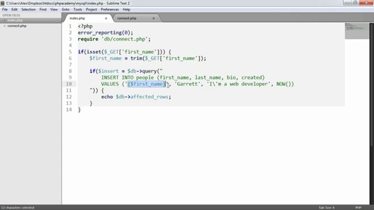 PHP & MySQL With MySQLi Inserting Records (Part 6/9)