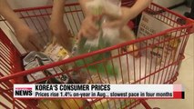 Korea's consumer prices rose 1.4p on-year in August