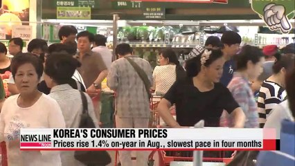 Korea's consumer prices rose 1.4p on-year in August