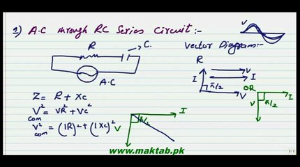 FSc Physics Book2, CH 16, LEC 4: A.C through RC Series  Circuit