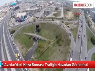 Avcılar'daki Kaza Sonrası Trafiğin Havadan Görüntüsü