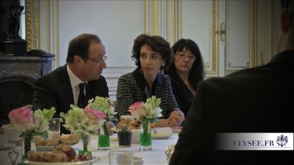 Valérie Trierweiler invite l'association Trismomie 21 pour un petit-déjeuner à l'Elysée