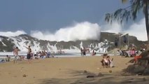 Huge waves on the beach