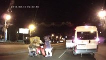 Mickey Mouse, Sponge Bob beat up Driver in Funny Road Rage