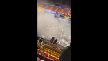 Badminton players escape injury in stadium roof collapse