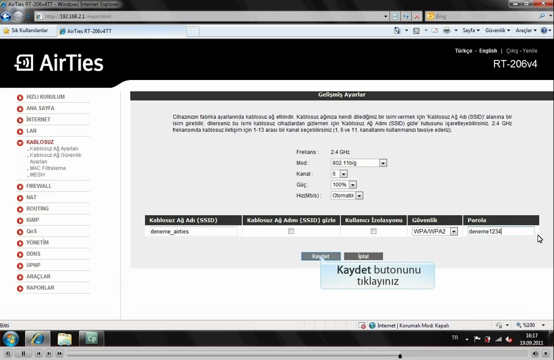 Airties RT-206V4 Modem Kurulum Ayarları