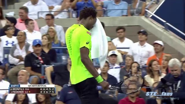 US Open 2014 - Roger Federer's come back against Gael Monfils through coach Stefan Edberg's reactions