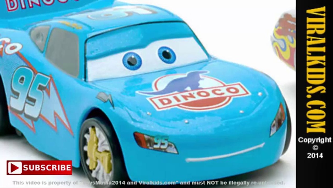 Disney Pixar Cars Dinoco Lightning McQueen and Darrell Cartrip Die Casts   Toys Review
