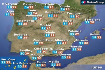 Previsión del tiempo para el lunes 8 de septiembre
