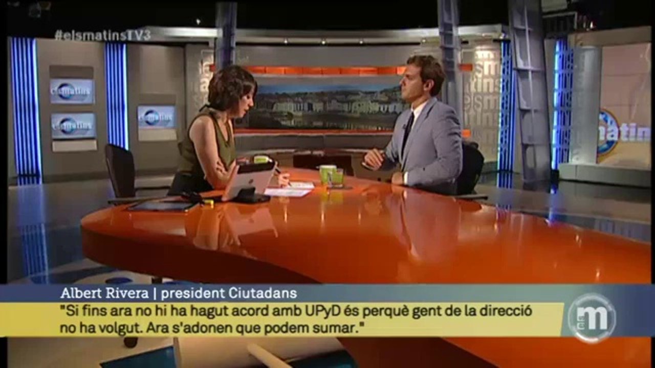 TV3 - Els Matins - Albert Rivera: "Estem en disposició d'arribar a un acord amb UPyD"