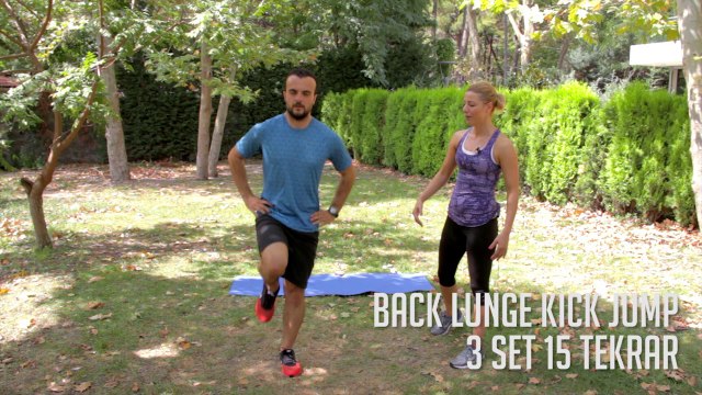 Bacak Kaslarını Çalıştırmak için Back Lunge and Kick Jump - Her Yerde Spor
