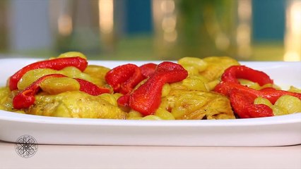 Recette de Tajine de poulet aux petits oignons شميشة : طاجين الدجاج بالبصل الصغير