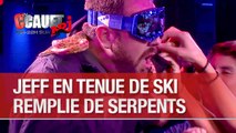 Jeff en tenue de ski remplie de serpents - C'Cauet sur NRJ