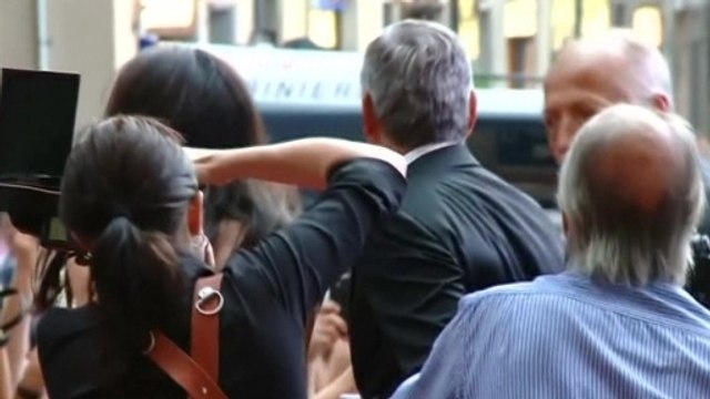 George Clooney shows off his fiancee ahead of wedding