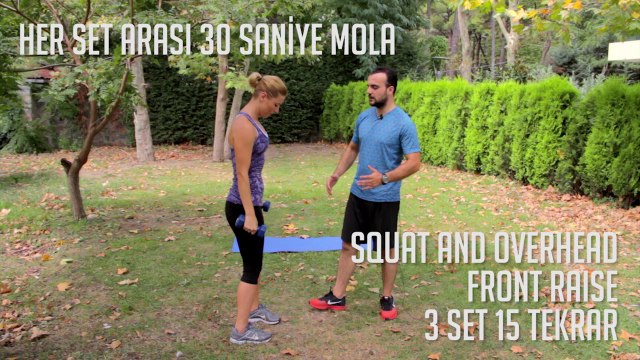 Bacak ve Omuz Kaslarını Çalıştırmak için Squat and Overhead Front Raise - Her Yerde Spor