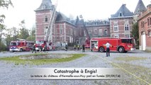 Le château d'Hermalle-sous-Huy en flammes