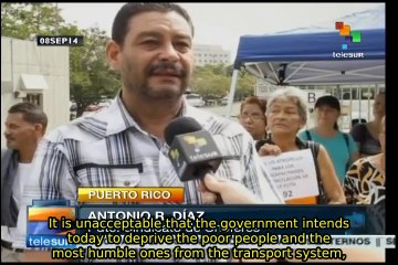 Public transport users protest bus routes closing in Puerto Rico