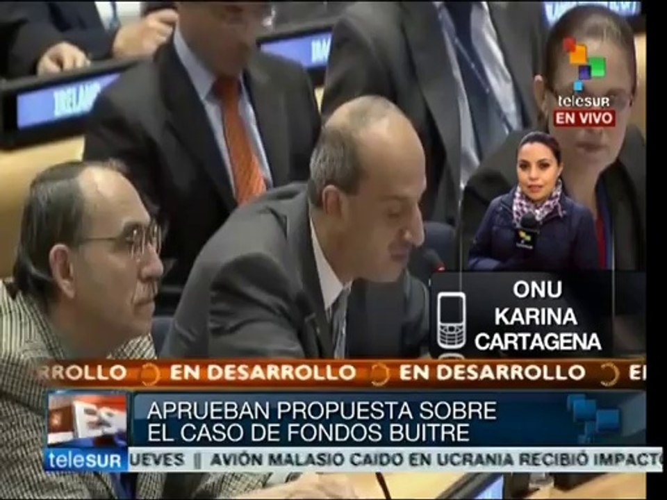 ONU apoya postura de Argentina frente a intereses de "fondos buitre"