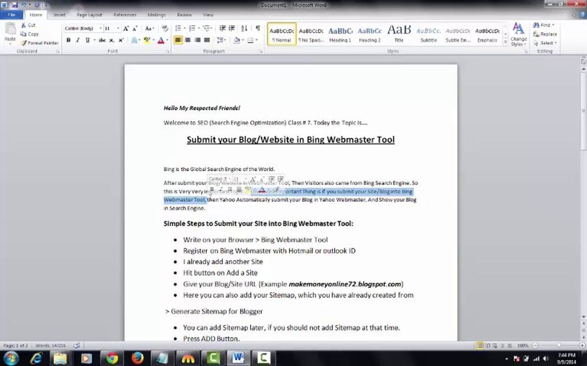SEO (Search Engine Optimization) Submit Blog/Website in Bing Webmaster part #7
