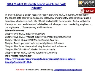 2014 Market Research Report on China HVAC Industry