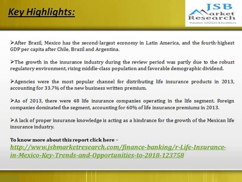 JSB Market Research: Life Insurance in Mexico, Key Trends and Opportunities to 2018