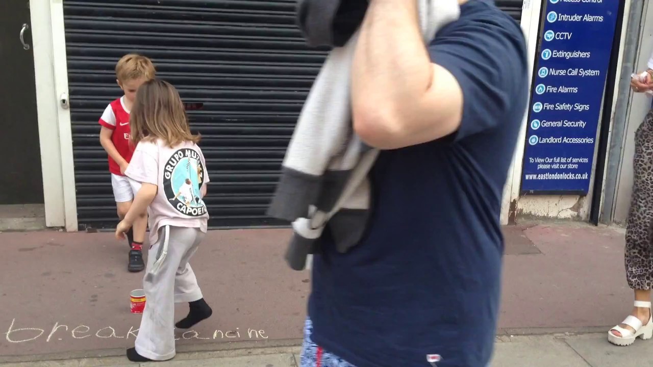 Lost 5 year old Arsenal Fan is found break dancing for money to buy a ticket to see the game