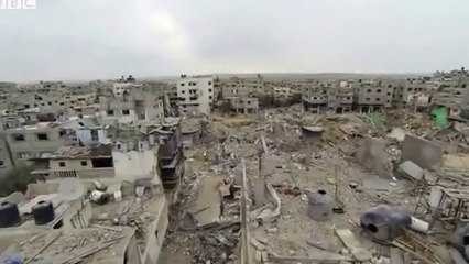 imagenes de un drone en shejaia (gaza)