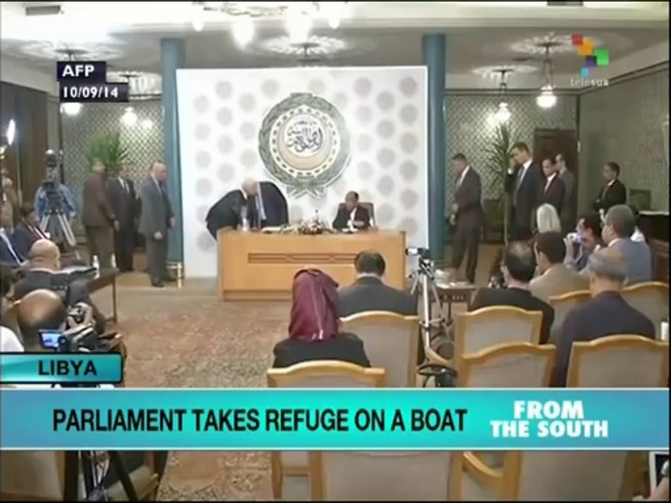 Lybian parliament meets on ship in Mediterranean