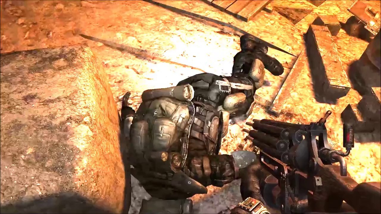 Let's Play Metro 2033 Ranger Hardcore Frontline conclusion and Trolley Combat level