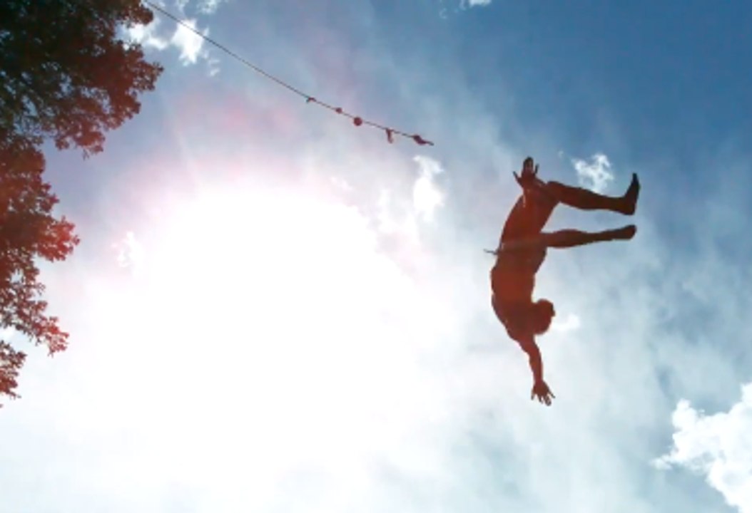 Devin SuperTramp - 50 Foot Rope Swing Into Lake! - Swing Rope