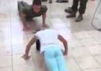 Little Girl Competes Against Marine Cadet at Push Up Challenge