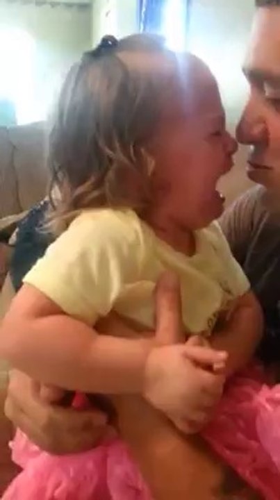 Brenna's reaction to a beardless dad!
