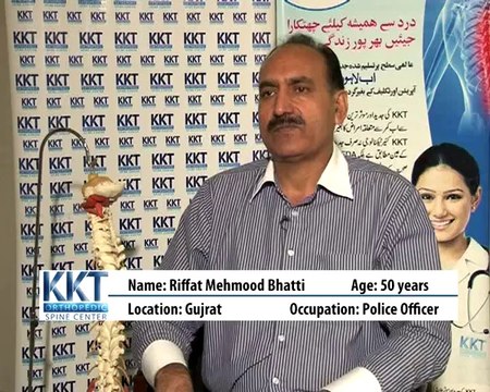 Mr.Riffat Bhatti, police officer from Gujrat, back to active duty after recovery from BACK AND LEG PAIN through KKT