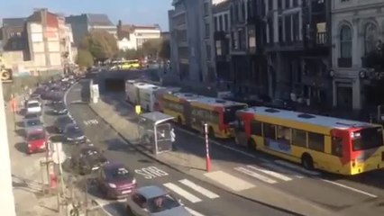 Liège: embouteillages boulevard de la Sauvenière, le 12/09/2014