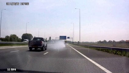 Dashcam. Car  engine  / turbo blows up.