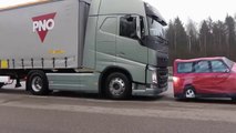 Volvo Trucks Emergency Braking At Its Best!
