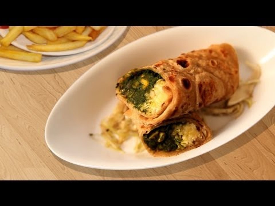 How To Make Quick Snack Spinach Corn Cheese Roti (Tortilla) Roll By Joel