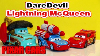 Pixar Cars Daredevil Lightning McQueen and Matador Mater