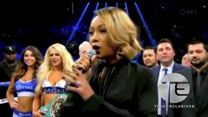Monica Performs National Anthem at Floyd Mayweather Vs Marcos Maidana Fight