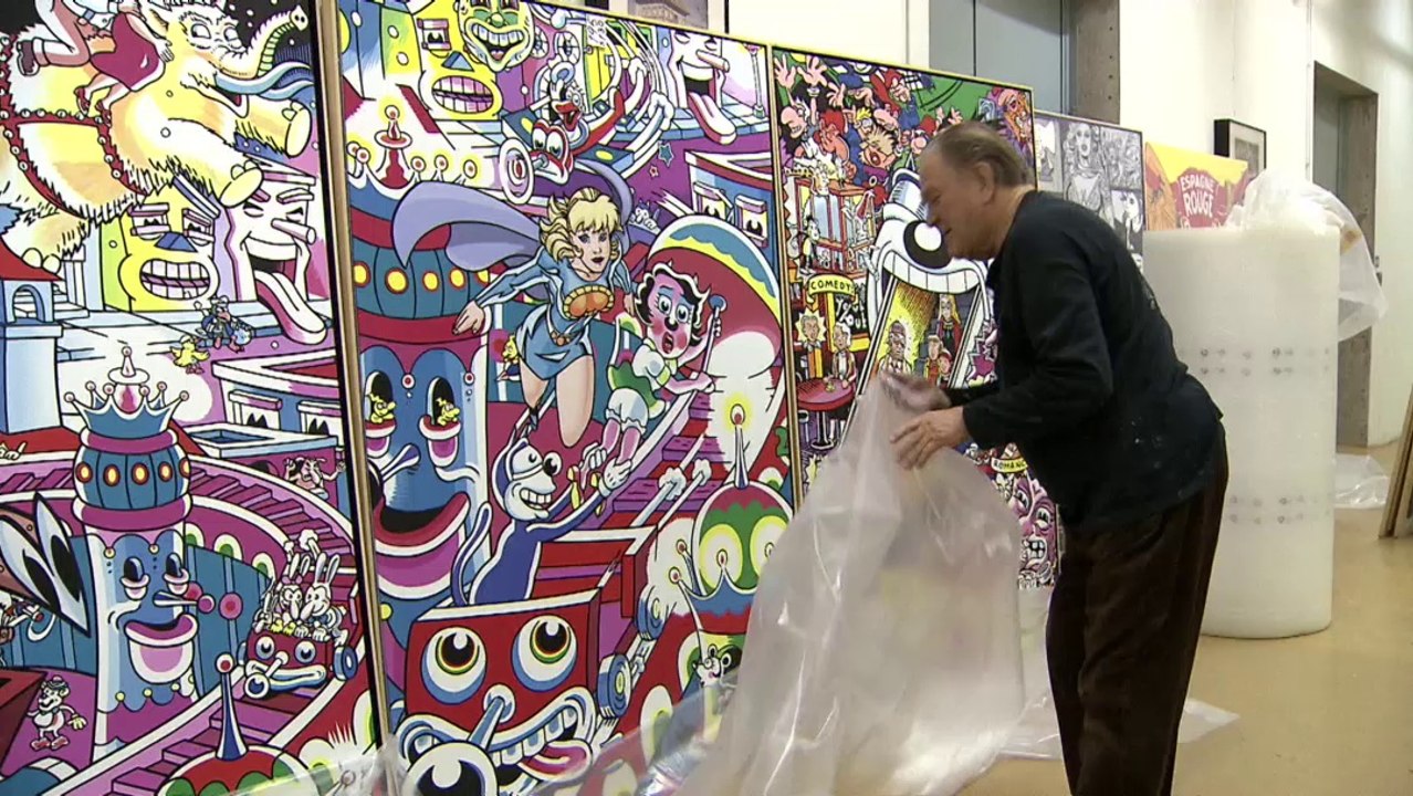 Erró dans son atelier