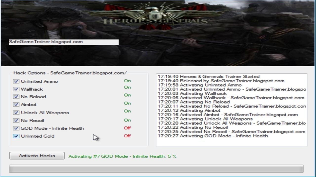 Heroes & Generals MEGATRAINER +7 - No Recoil/No Reload/ Wallhack