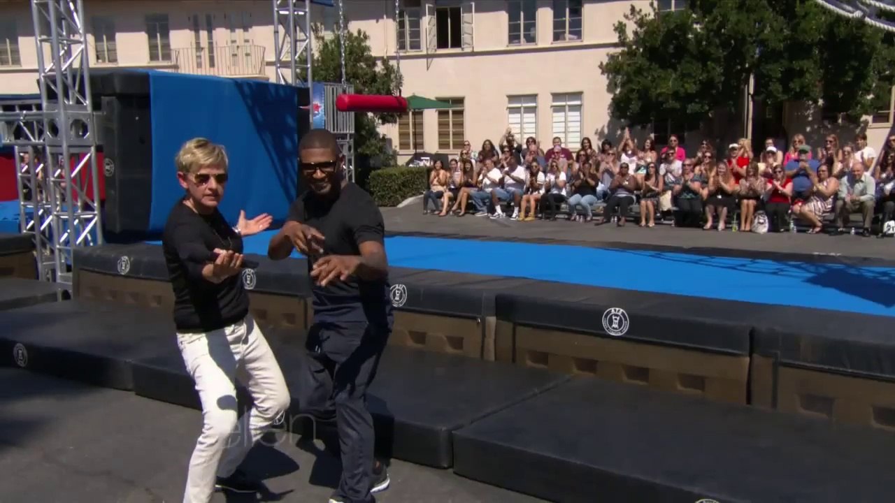 Usher Takes On Ellen’s American Ninja Warrior Obstacle Course