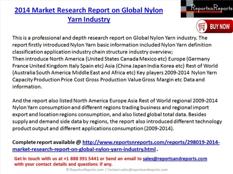 2014 Market Research Report on Global Nylon Yarn Industry
