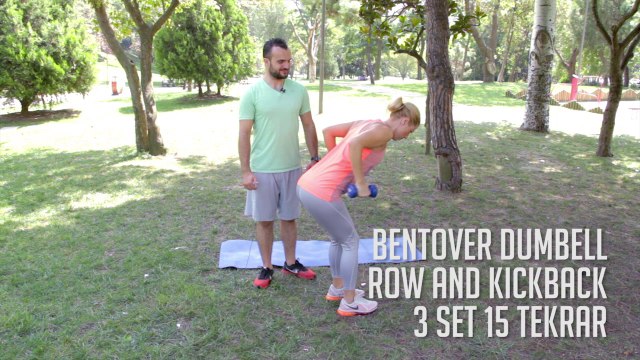 Sırt ve Arka Kol Kaslarını Çalıştırmak için Bentover Dumbell Row and Kickback - Her Yerde Spor