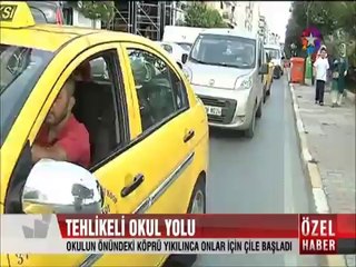 Marmaray yüzünden üst geçit yıkıldı okula giden öğrencilerin can güvenliği yok