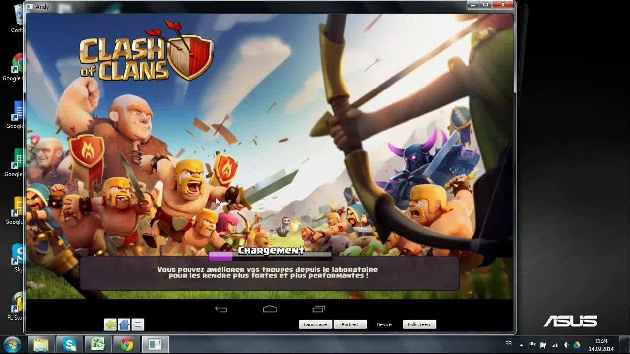 Emulateur TUTO installé et joué avec Andy android à clash of clans sur PC